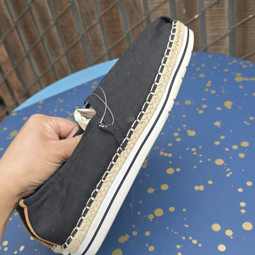 Bobs Black Espadrille Slip-On Shoes Sz 9